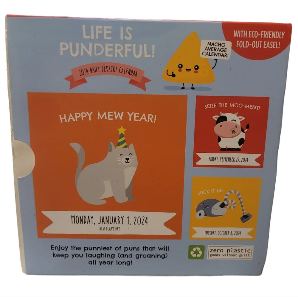 Life Is Punderful 2024 Daily Desktop Calendar New